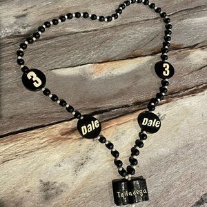 NASCAR Dale Earnhardt Mardi Gras beads Talladega # 3 black and white
